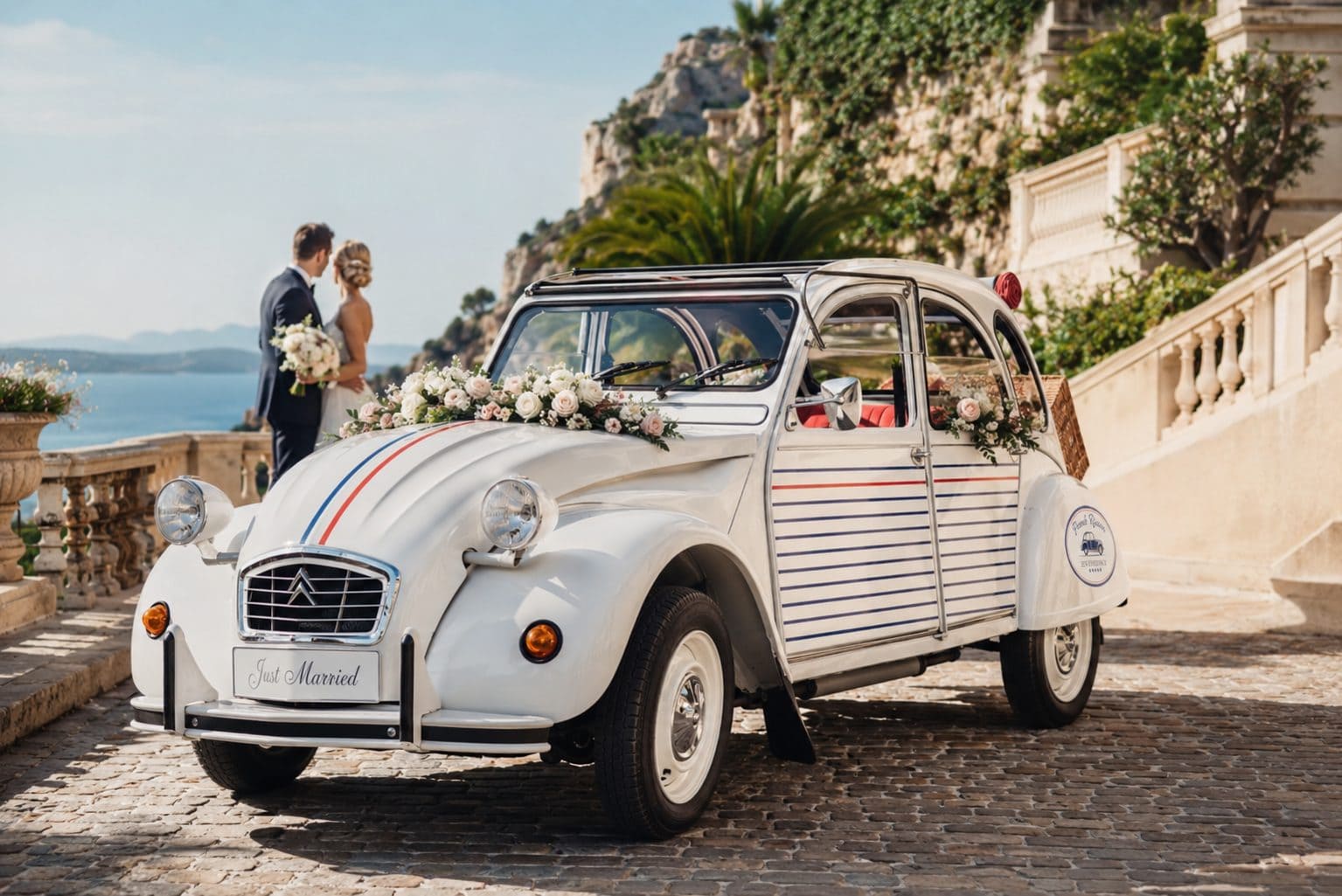 Mariage et événement avec 2CV vintage sur la Côte d'Azur — 1